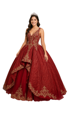 Vestido de Quinceañera Rojo con Dorado