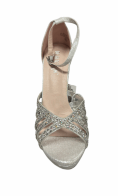 Zapatos de Tacón Alto Plateados con Brillos