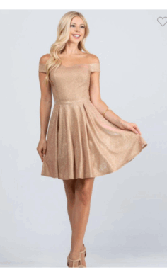 Vestido Corto Dorado con Brillo-25759