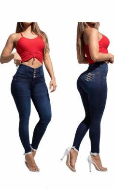 Jean Colombiano Levanta Cola con Pretina Alta y Detalle Trenzado-71304
