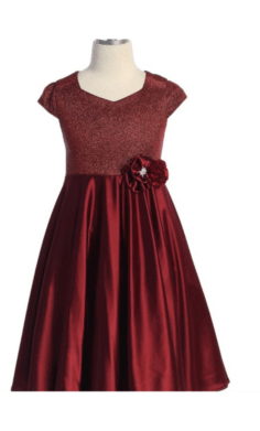 Vestido de Fiesta Infantil Vino con Lazo y Brillos –2268
