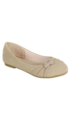 Zapato Plano Beige con Moño de Brillos para Niña –CBC-78K